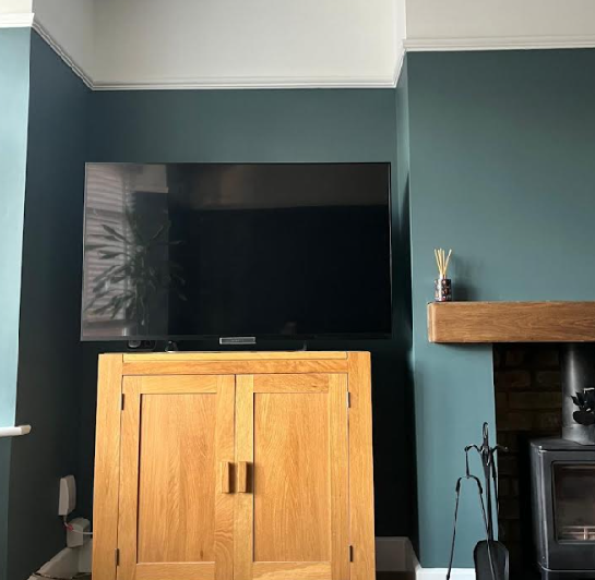 Teal living room repaint